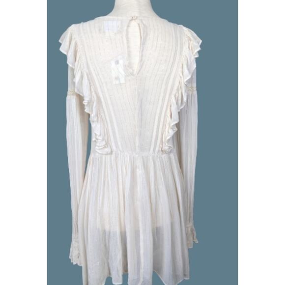 Anthro Maeve 2 Piece Ivory & Silver Ruffled Top 0 - Picture 8 of 12